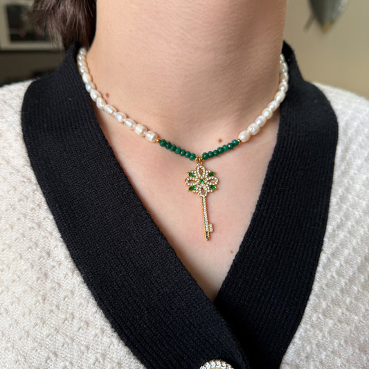 Collier perle d'eau douce fleur